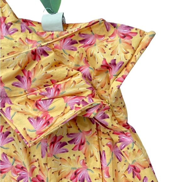 Farm Rio Banana Sunshine Bow Top Jumpsuit Strappy Yellow Boho Print Womens Large - Picture 12 of 16